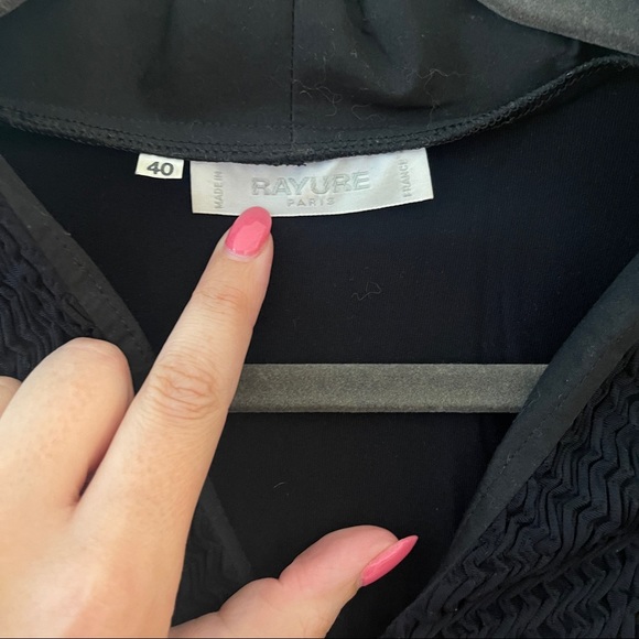 Rayure Black button down long sleeve cinched top - Picture 3 of 6